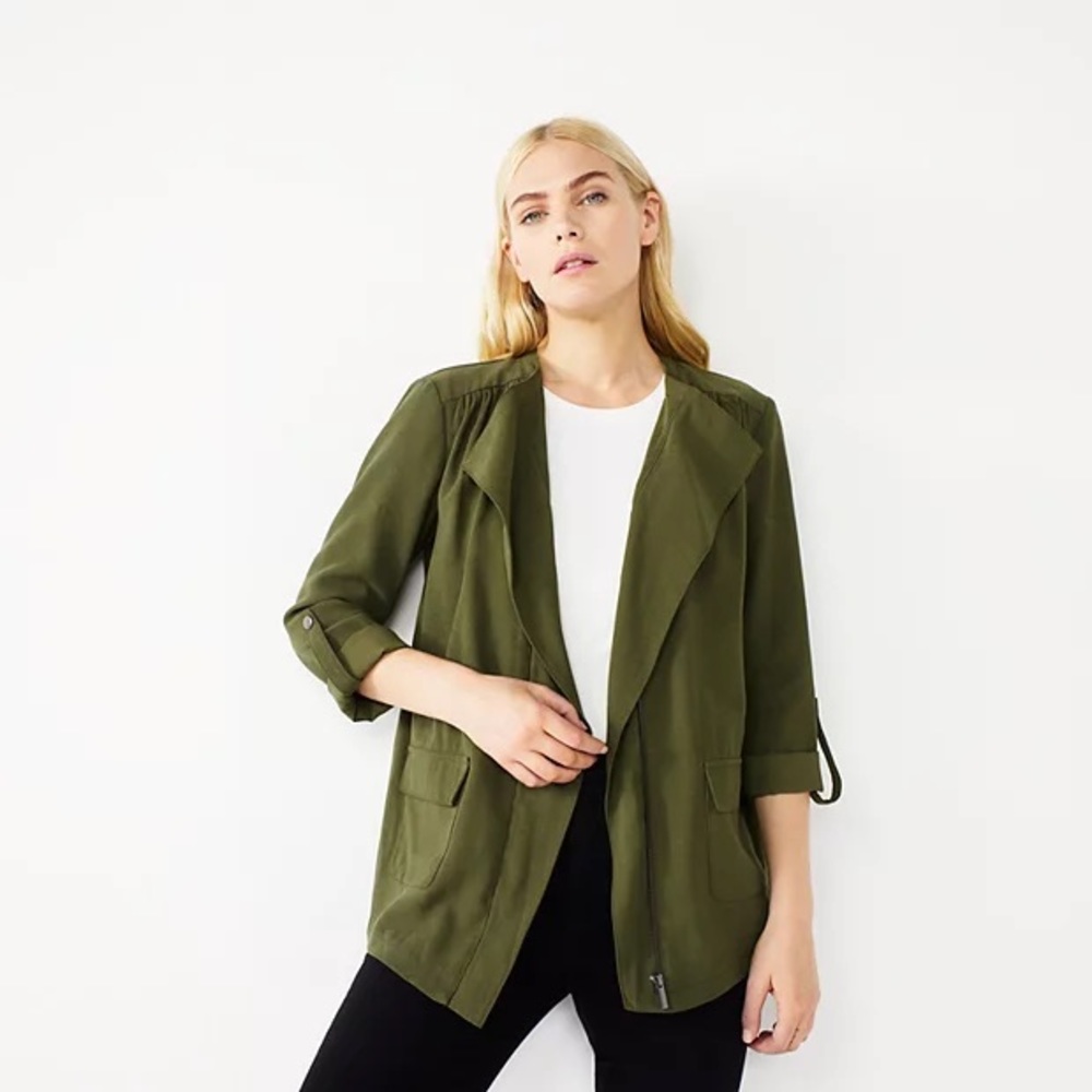 Womens Nine West Green Utility Jacket Coat Size Small NWT $60